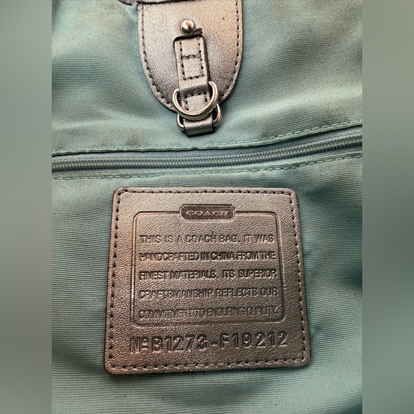 Coach Starfish Beach Aqua Tote Bag with Metallic Accents - Picture 5 of 11